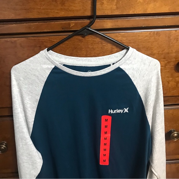 NWT Hurley ⚜️ Long Sleeved Baseball Tee Shirt - Picture 2 of 8